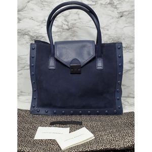 Loeffler Randall Navy Leather & Suede Work Tote